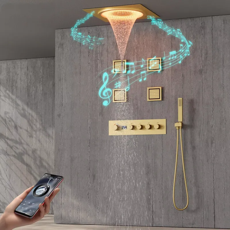 Spa & Wellness Paradies Braunschweig - Intelligentes LED-Duschset Badezimmer Musik-Regenduschsystem Schwarz Matt