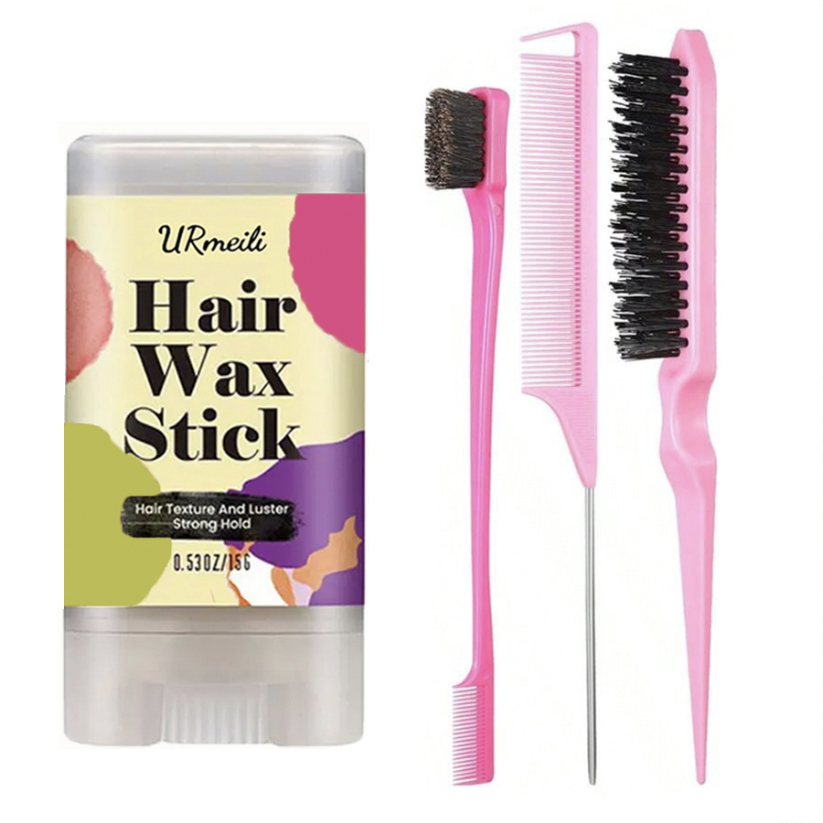 Waxing Kit Home - Haarwachs-Stift, mit Slick-Back-Haarbürsten-Set, langanhaltender Haarwachs-Stift für