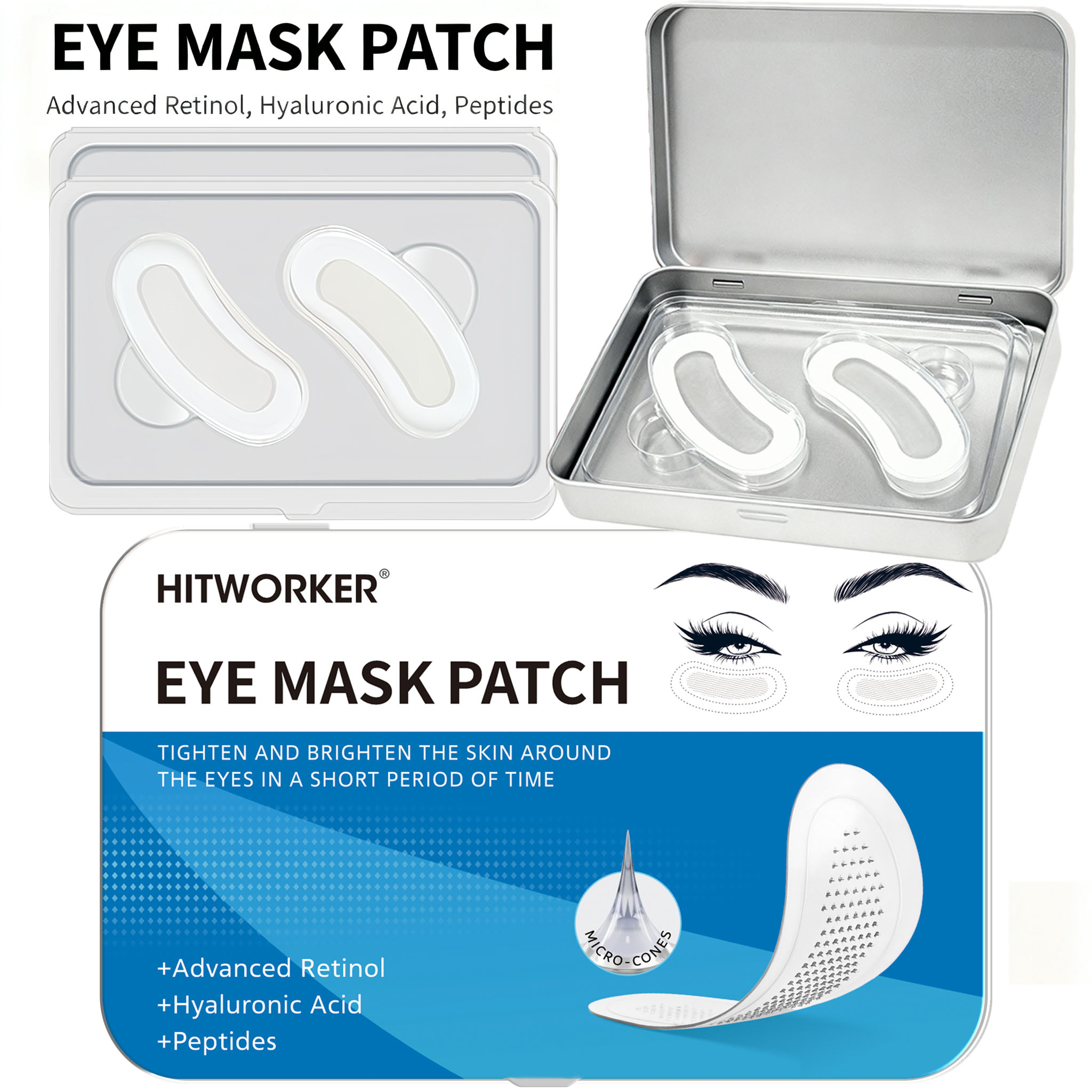 Microneedle Patch Eye - Präzisions-Hautpflege Tiefenreinigende Hydrogel-Patches mit Mikronadeln ≤0,25mm,