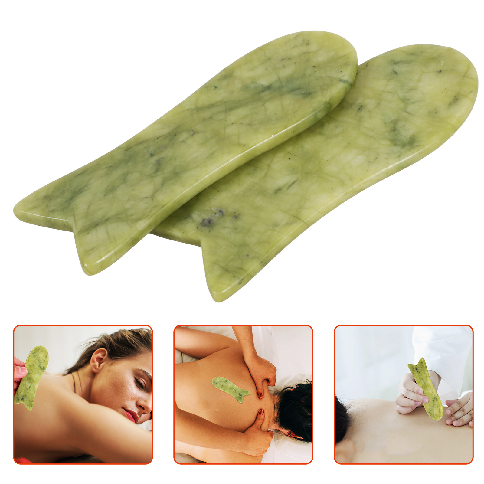 Relax - Spa & Wellness - 2 Stück natürliche Jade-Gua-Sha-Schabeplatte für Gesicht