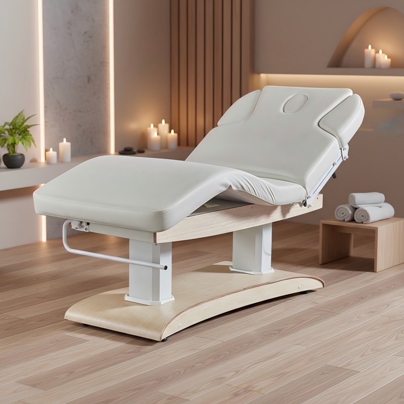 Spa And Wellness Center - Maßgefertigte Massageliege mit Holzmaserung Elektrischer Spa-Wellness-Tisch