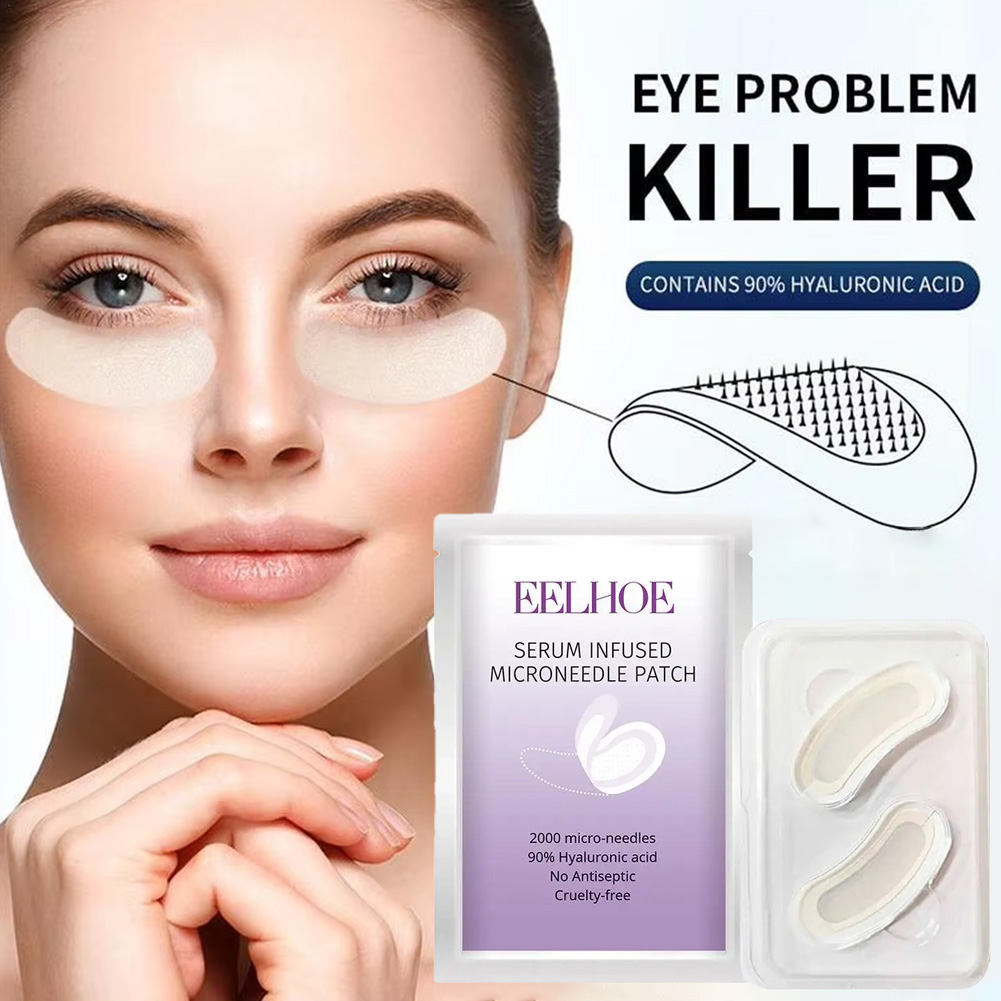 Microneedle Patch Eye - 1 Paar Mikronadel-Augenklappenmaske, Anti-Falten-Pflaster mit Kollagen